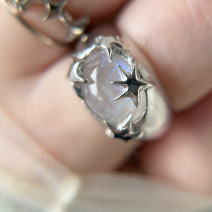 [ rainbow moon stone ] twinkle ring silver
