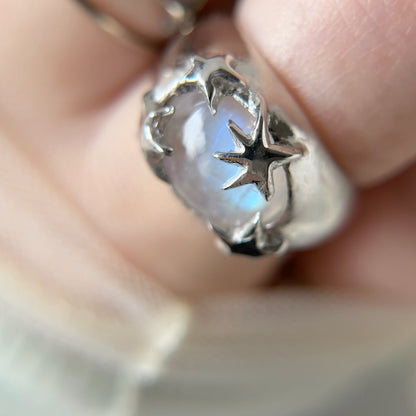 [ rainbow moon stone ] twinkle ring silver