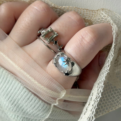 [ rainbow moon stone ] twinkle ring silver