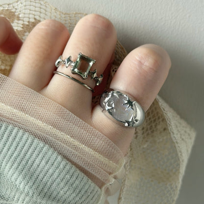[ rainbow moon stone ] twinkle ring silver