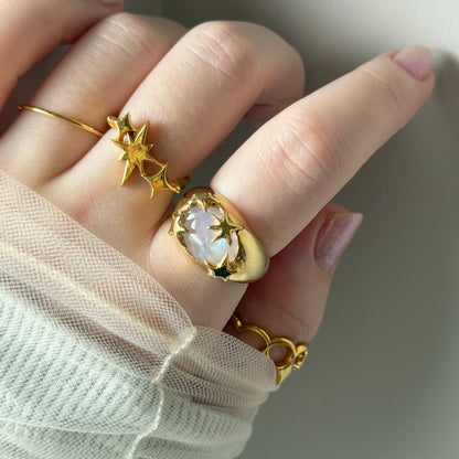 [ rainbow moon stone ] twinkle ring gold
