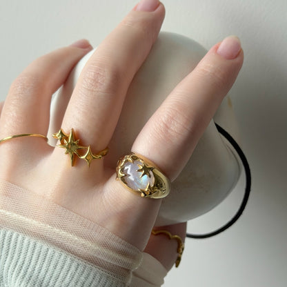[ rainbow moon stone ] twinkle ring gold