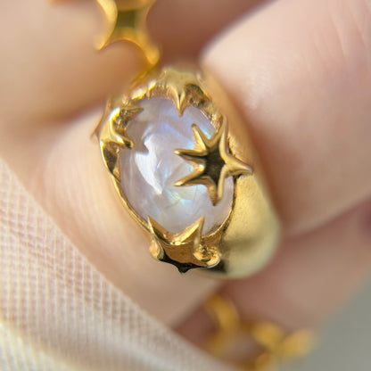 [ rainbow moon stone ] twinkle ring gold