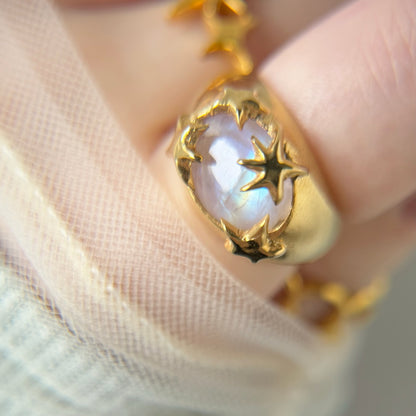 [ rainbow moon stone ] twinkle ring gold