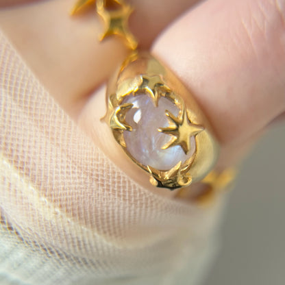 [ rainbow moon stone ] twinkle ring gold