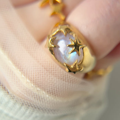 [ rainbow moon stone ] twinkle ring gold