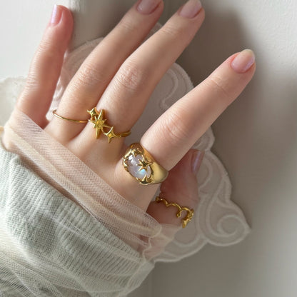 [ rainbow moon stone ] twinkle ring gold