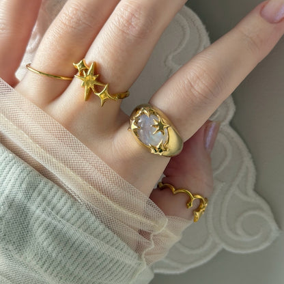 [ rainbow moon stone ] twinkle ring gold