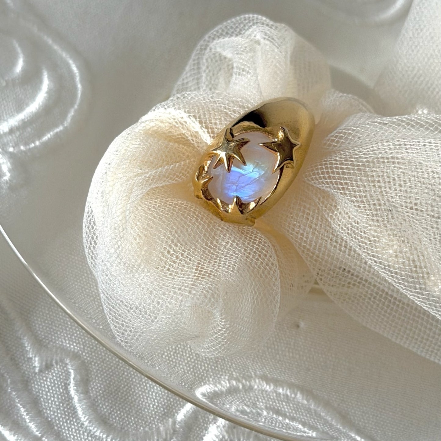 [ rainbow moon stone ] twinkle ring gold
