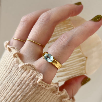 [ sky blue topaz  ] um gold ring [ free size ]