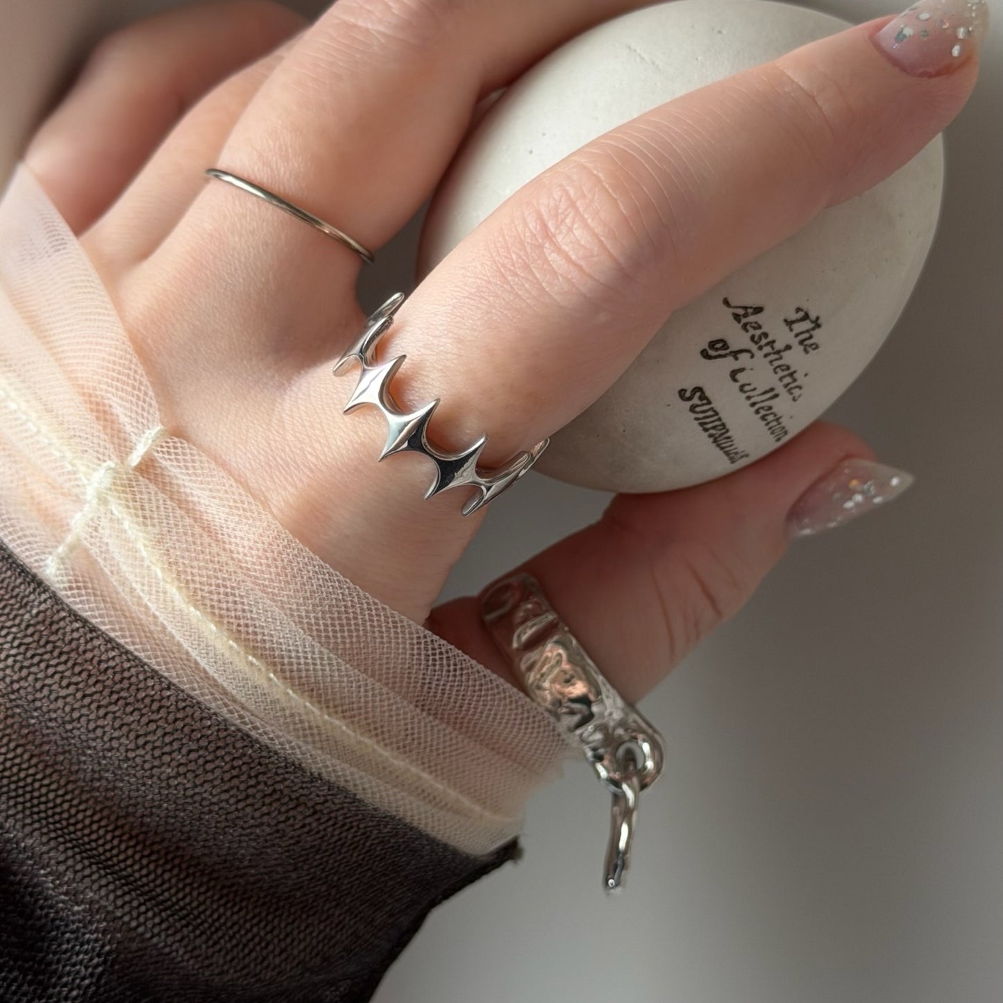 [ silver ] diamond shaped ring