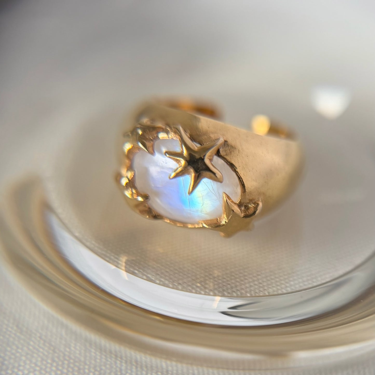 [ rainbow moon stone ] twinkle ring gold