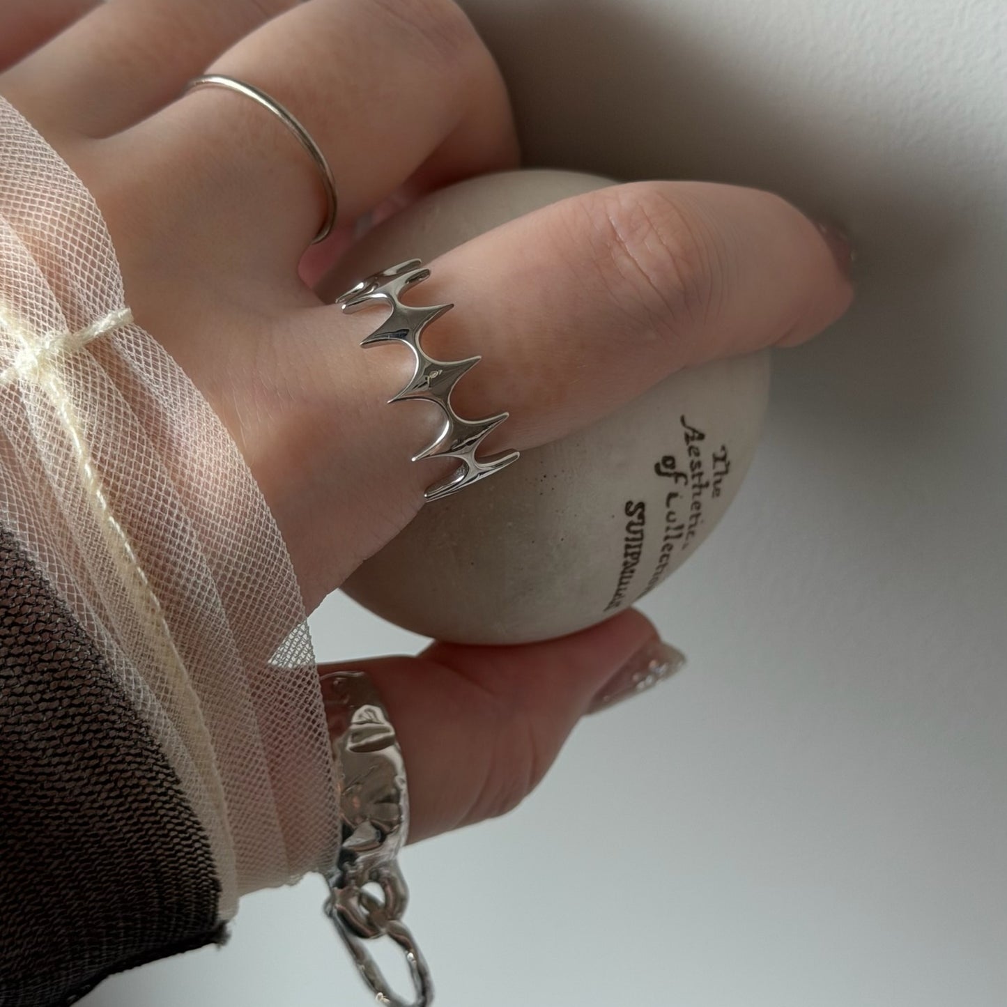 [ silver ] diamond shaped ring