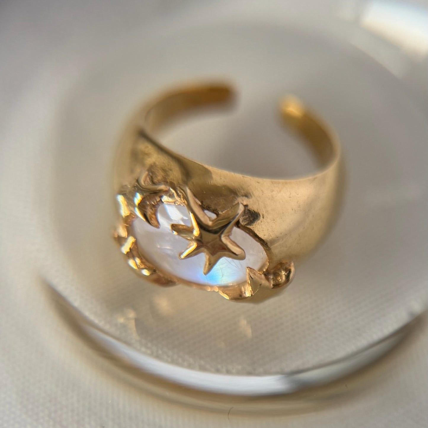 [ rainbow moon stone ] twinkle ring gold