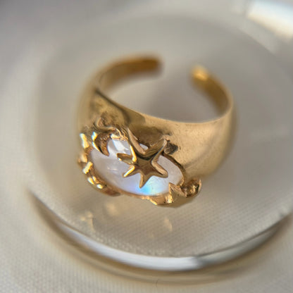 [ rainbow moon stone ] twinkle ring gold