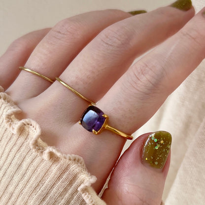 [ fluorite ] square faceted cut gold [ free size ]