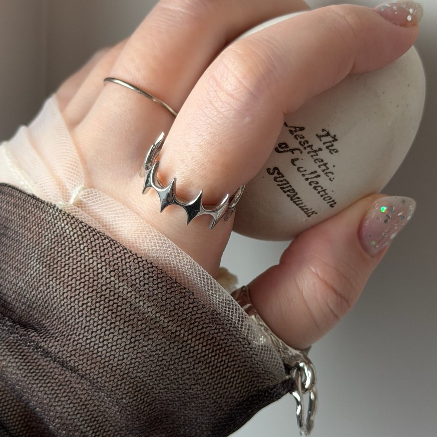 [ silver ] diamond shaped ring