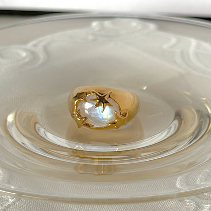 [ rainbow moon stone ] twinkle ring gold