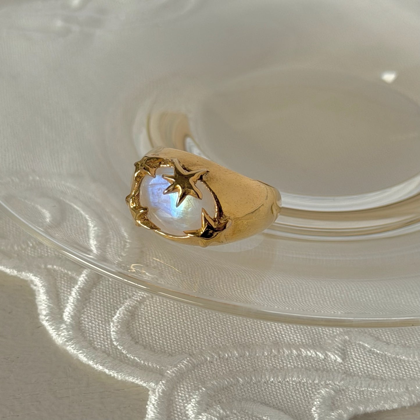 [ rainbow moon stone ] twinkle ring gold