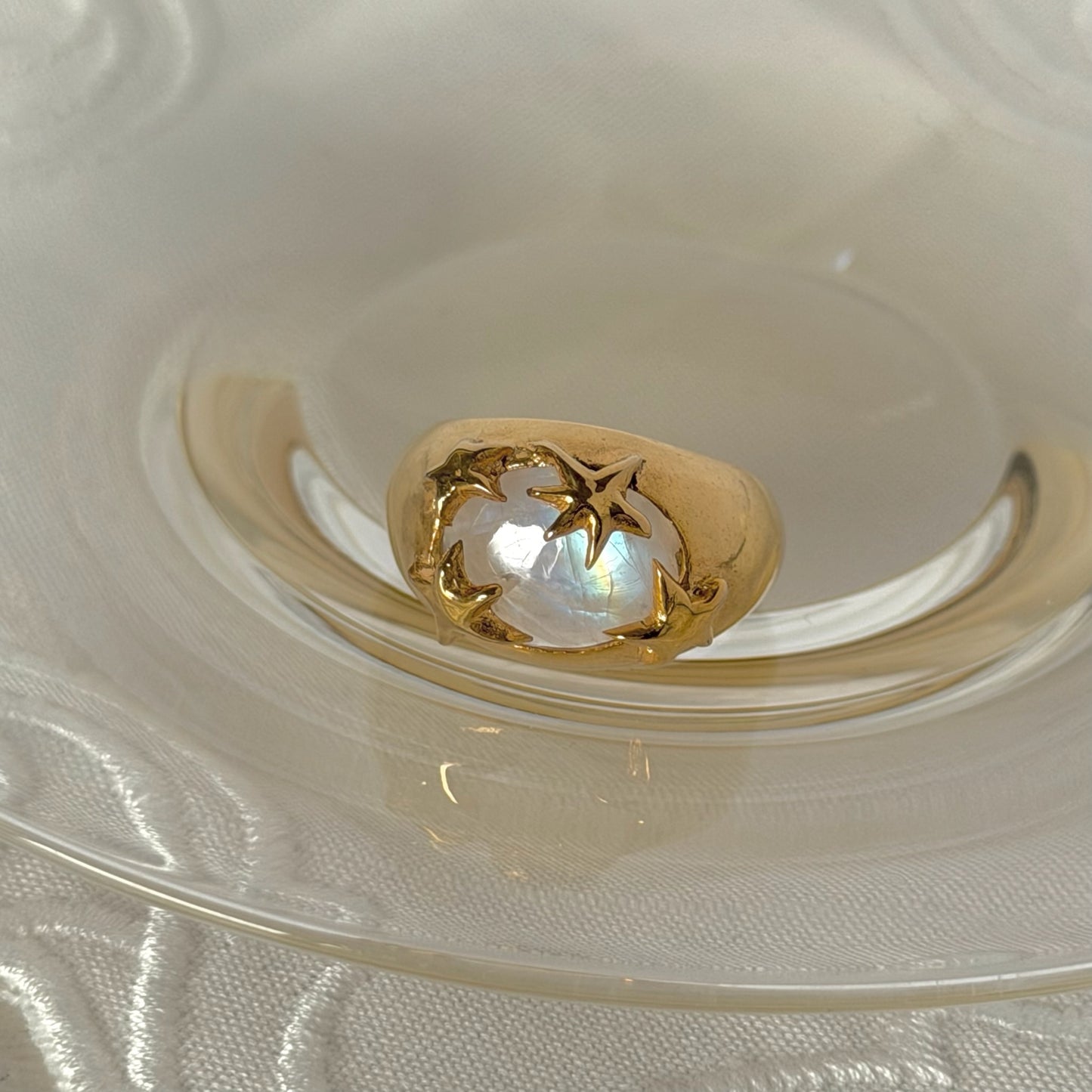 [ rainbow moon stone ] twinkle ring gold