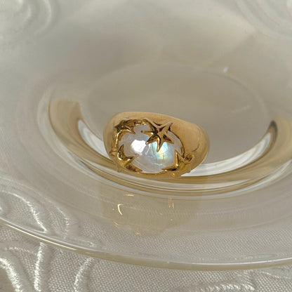 [ rainbow moon stone ] twinkle ring gold