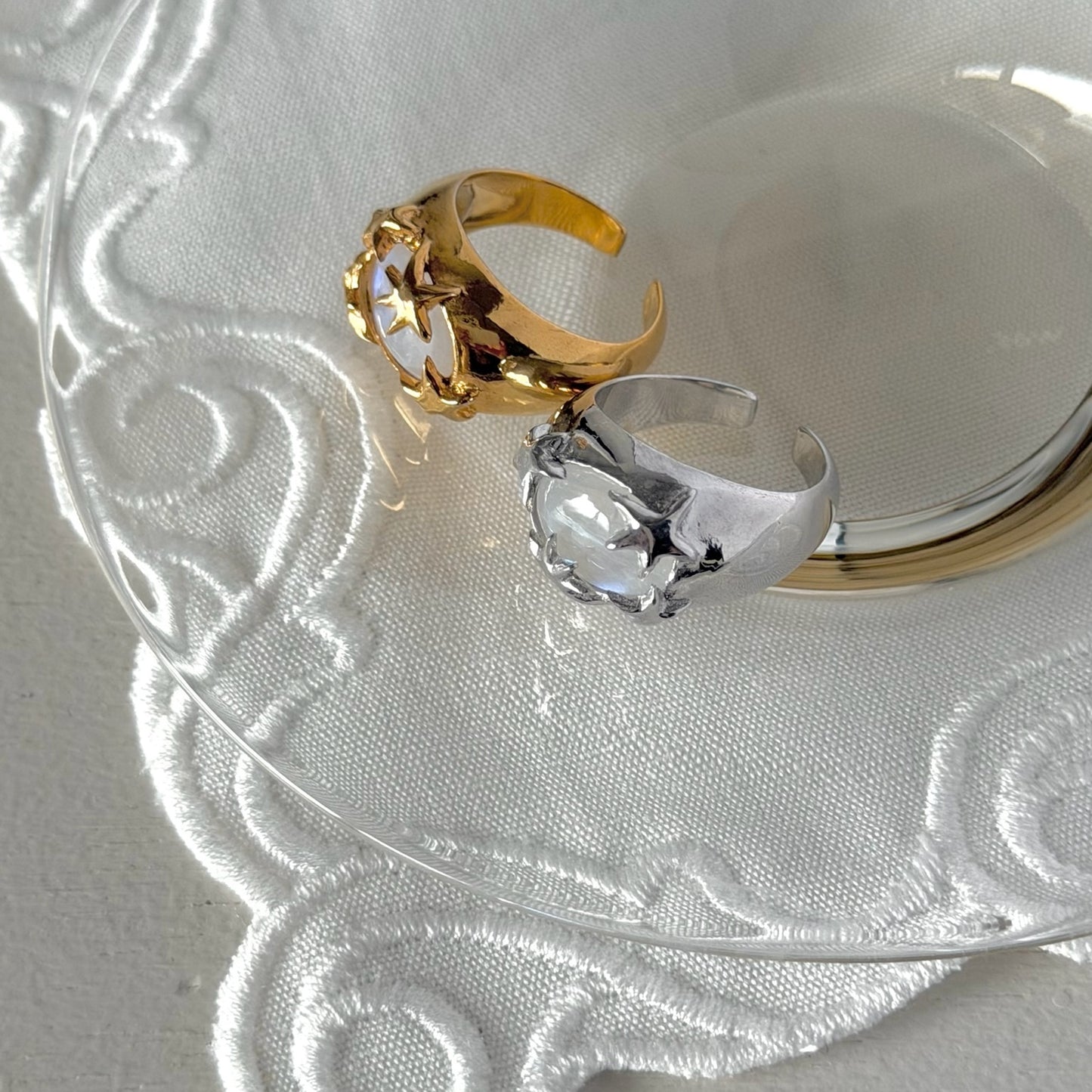 [ rainbow moon stone ] twinkle ring gold
