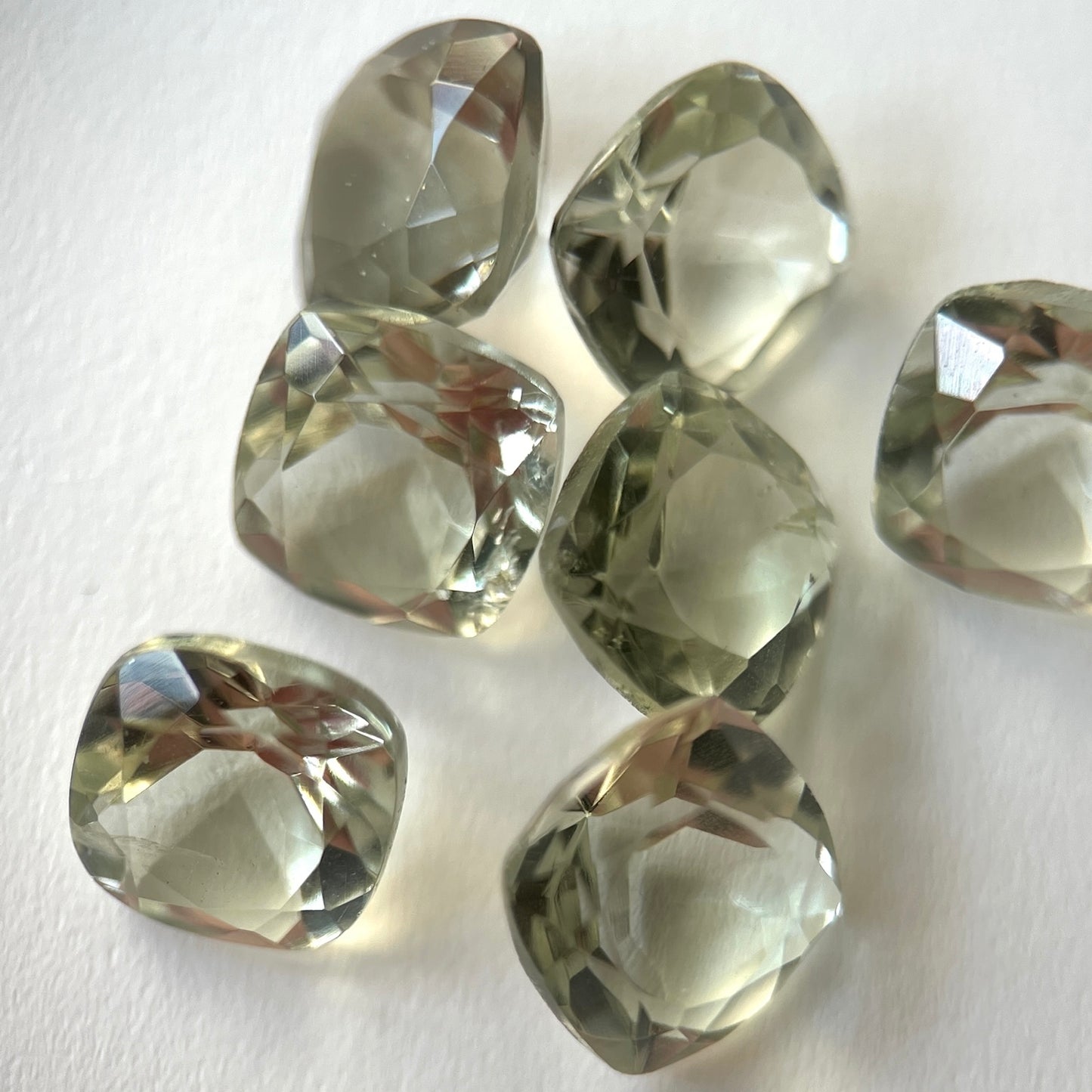 [ green amethyst ] square faceted cut silver [ free size ]