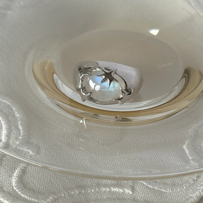 [ rainbow moon stone ] twinkle ring silver