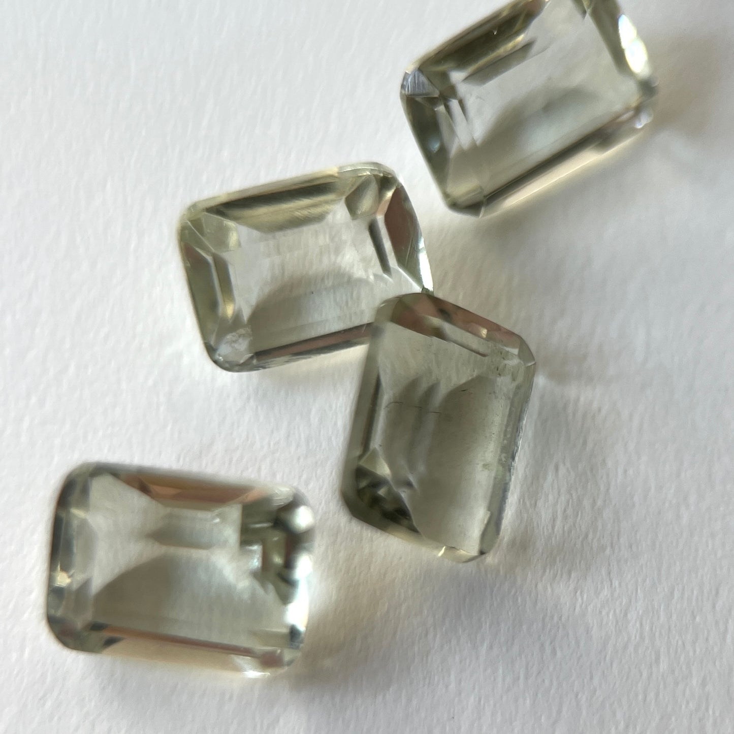[ green amethyst ] rectangle faceted cut silver [ free size ]