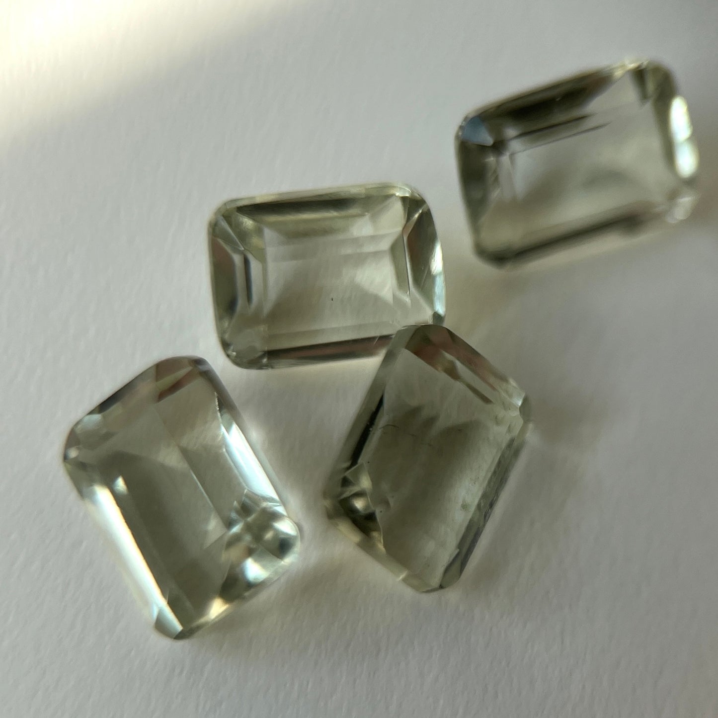 [ green amethyst ] rectangle faceted cut silver [ free size ]