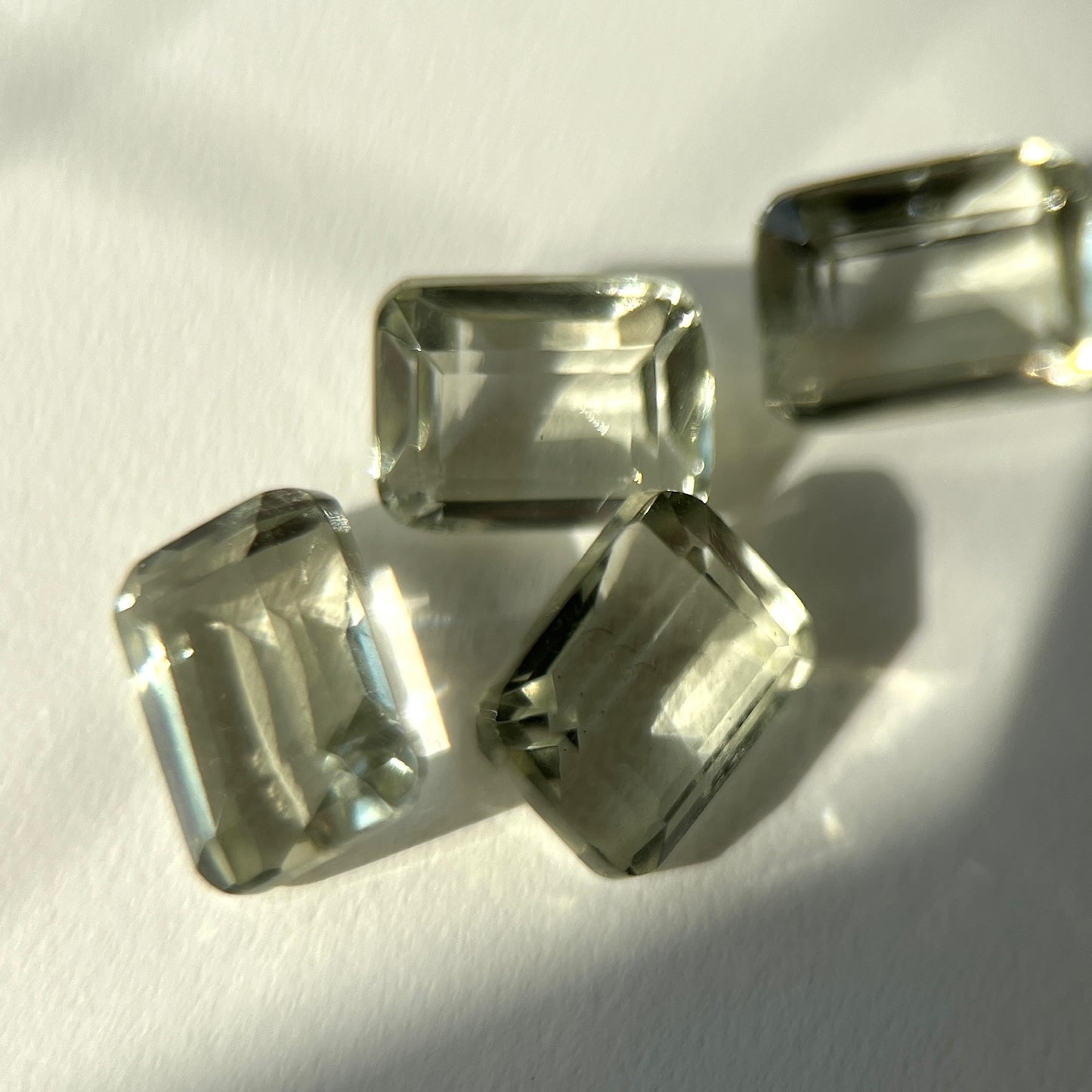 [ green amethyst ] rectangle faceted cut silver [ free size ]