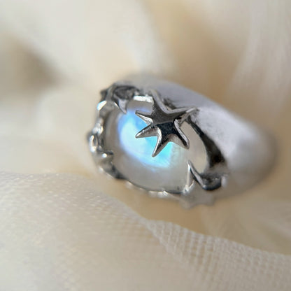 [ rainbow moon stone ] twinkle ring silver