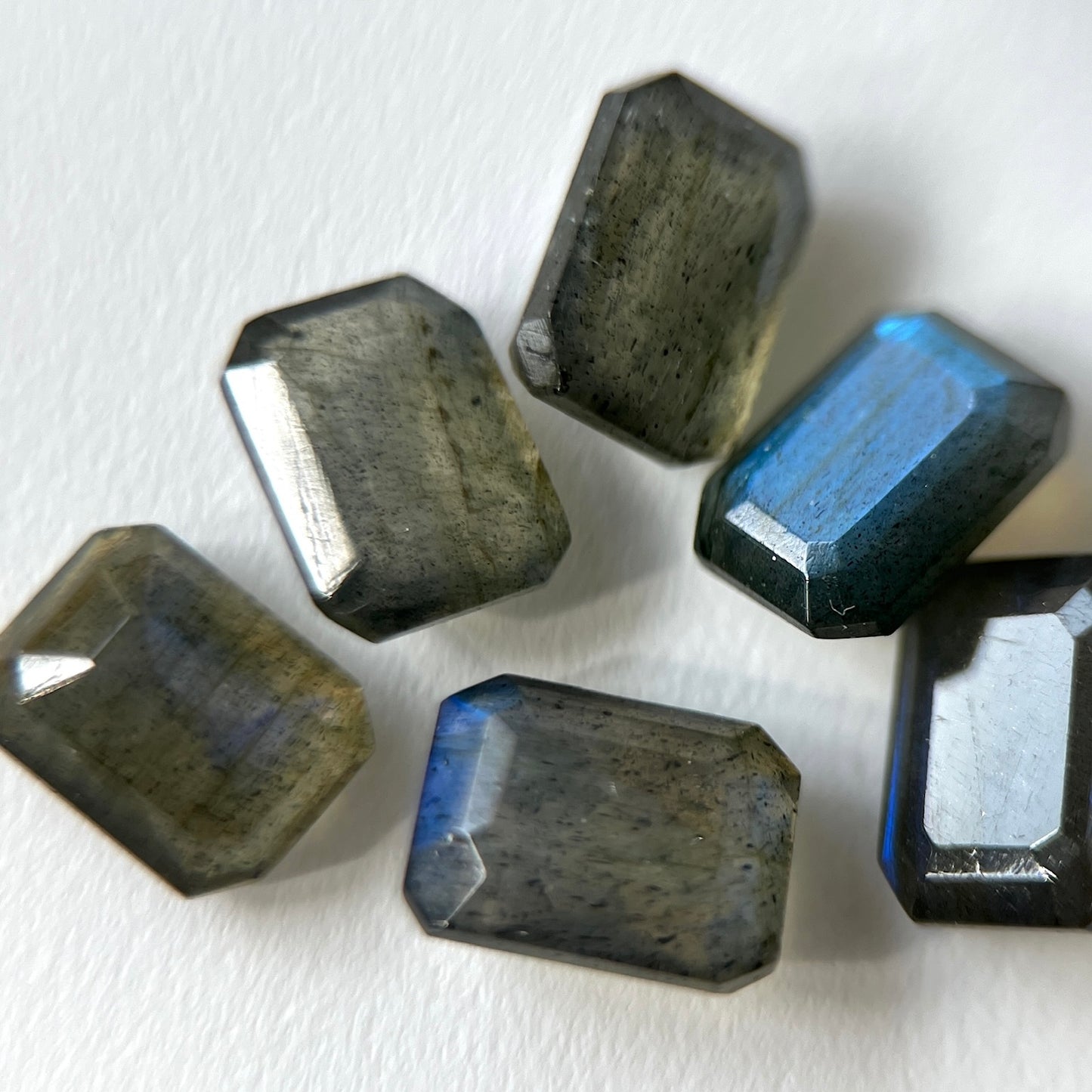 [ labradorite ] rectangle faceted cut silver [ free size ]
