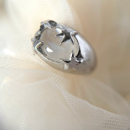 [ rainbow moon stone ] twinkle ring silver