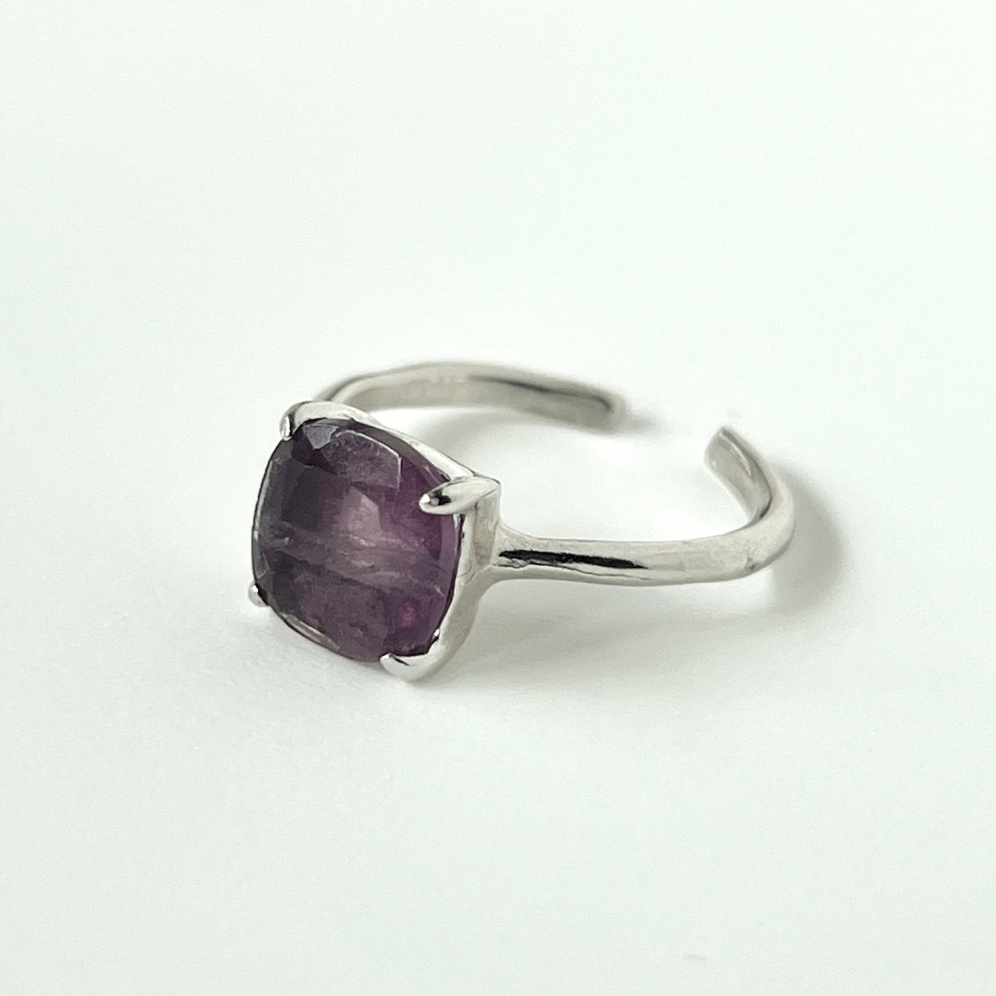 [ fluorite ] square faceted cut silver [ free size ]