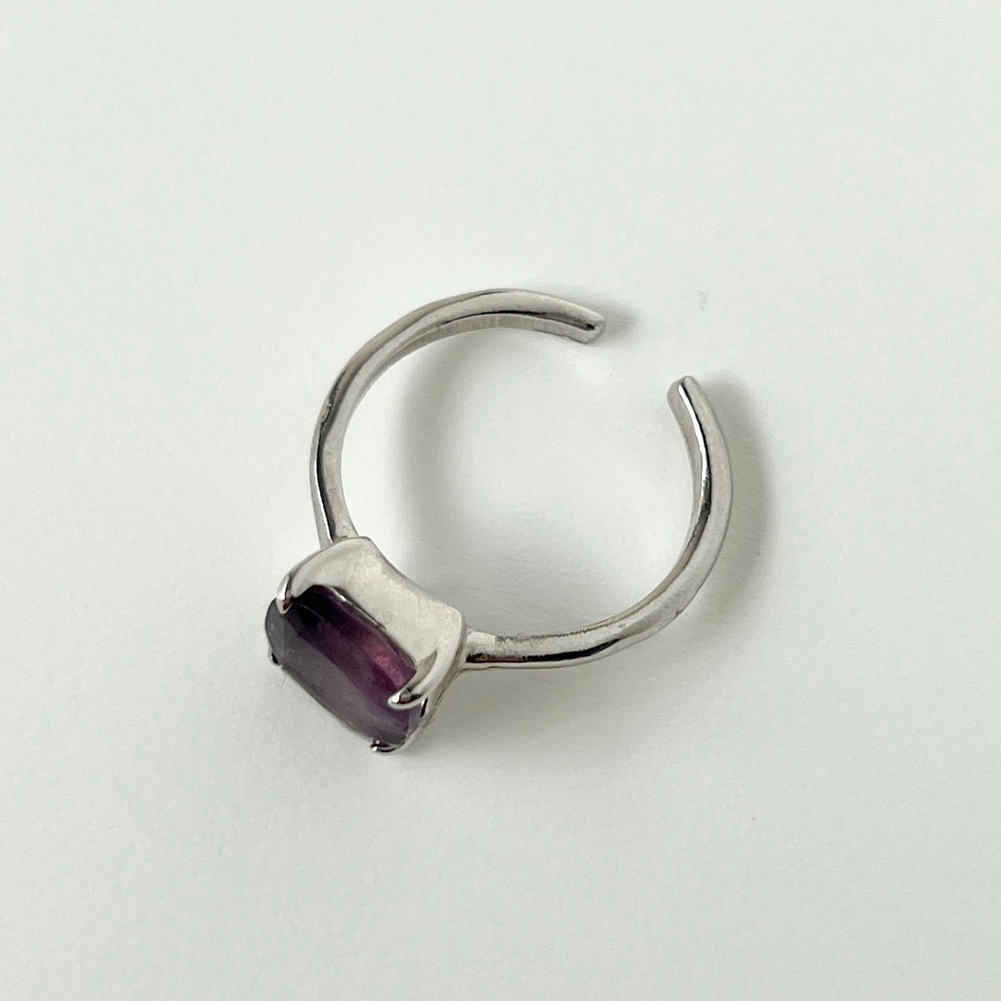 [ fluorite ] square faceted cut silver [ free size ]