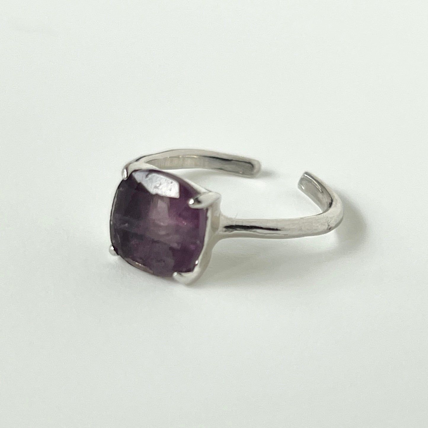 [ fluorite ] square faceted cut silver [ free size ]