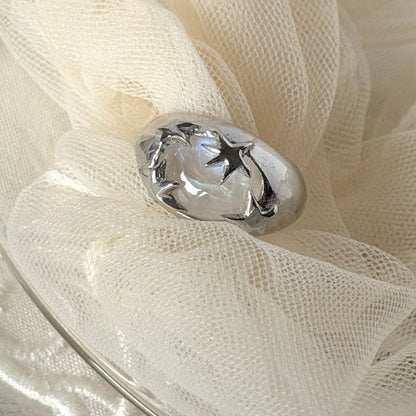 [ rainbow moon stone ] twinkle ring silver