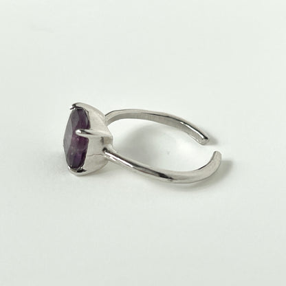 [ fluorite ] square faceted cut silver [ free size ]