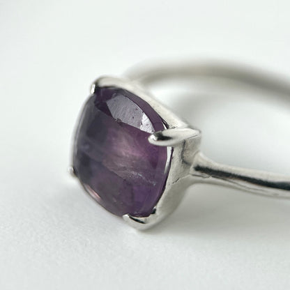[ fluorite ] square faceted cut silver [ free size ]