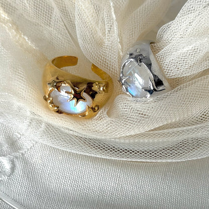 [ rainbow moon stone ] twinkle ring silver