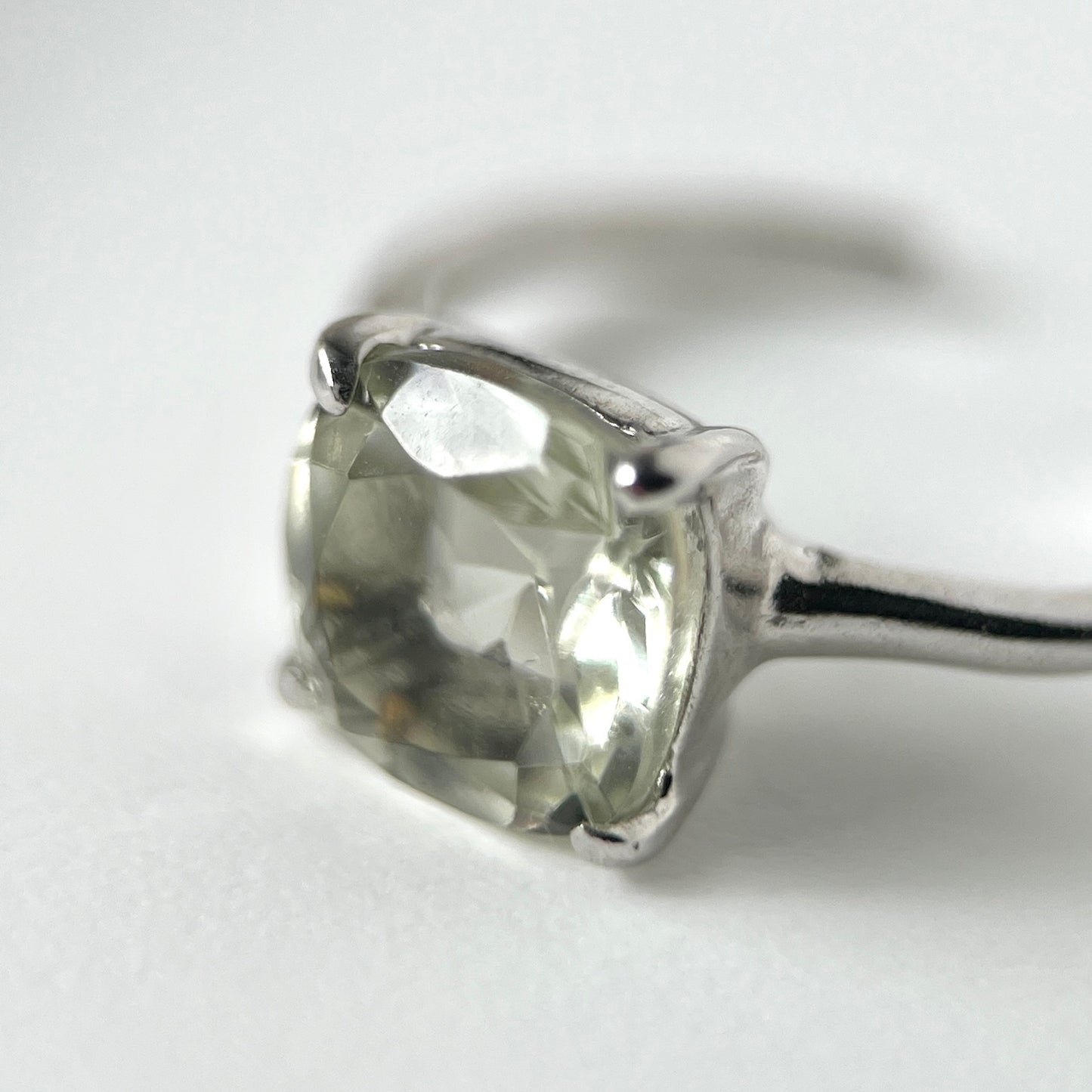 [ green amethyst ] square faceted cut silver [ free size ]
