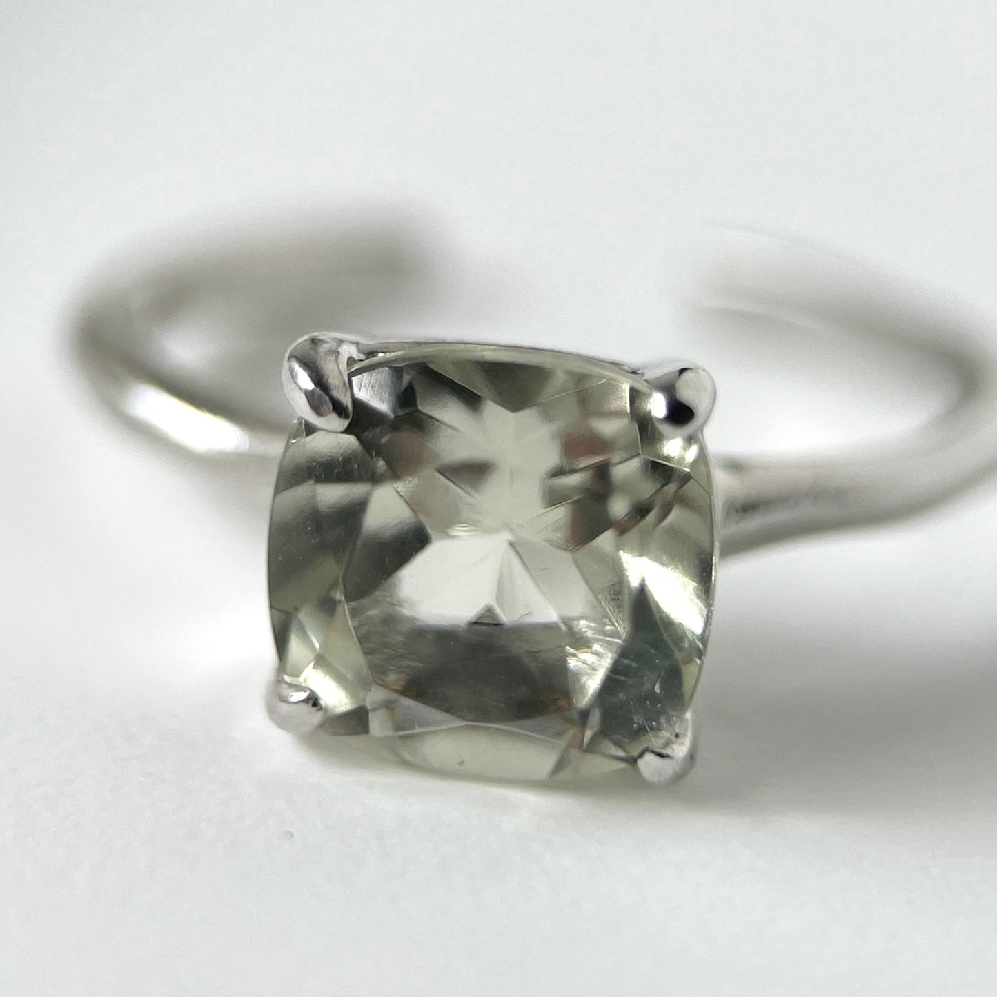 [ green amethyst ] square faceted cut silver [ free size ]