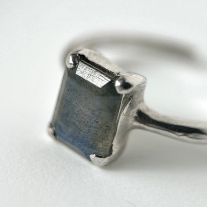 [ labradorite ] rectangle faceted cut silver [ free size ]