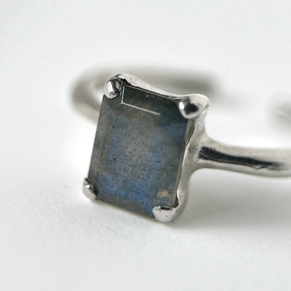 [ labradorite ] rectangle faceted cut silver [ free size ]