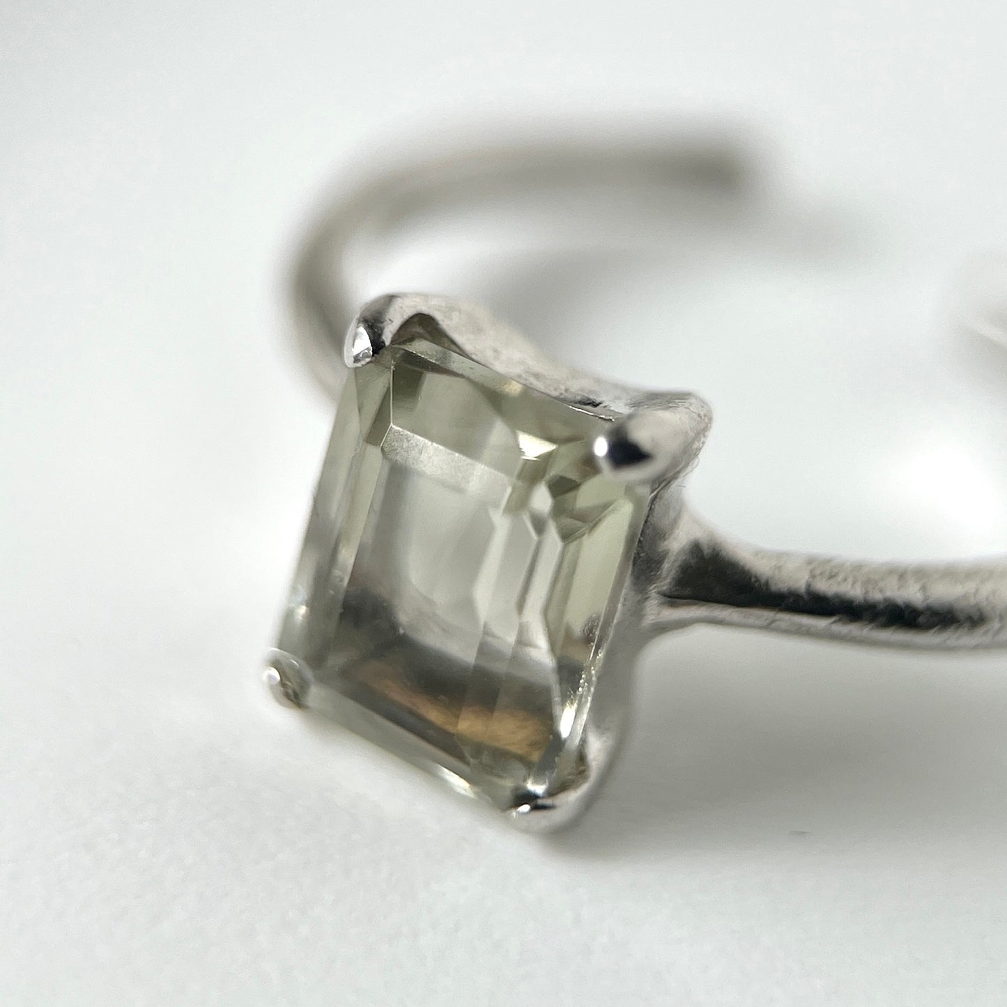 [ green amethyst ] rectangle faceted cut silver [ free size ]