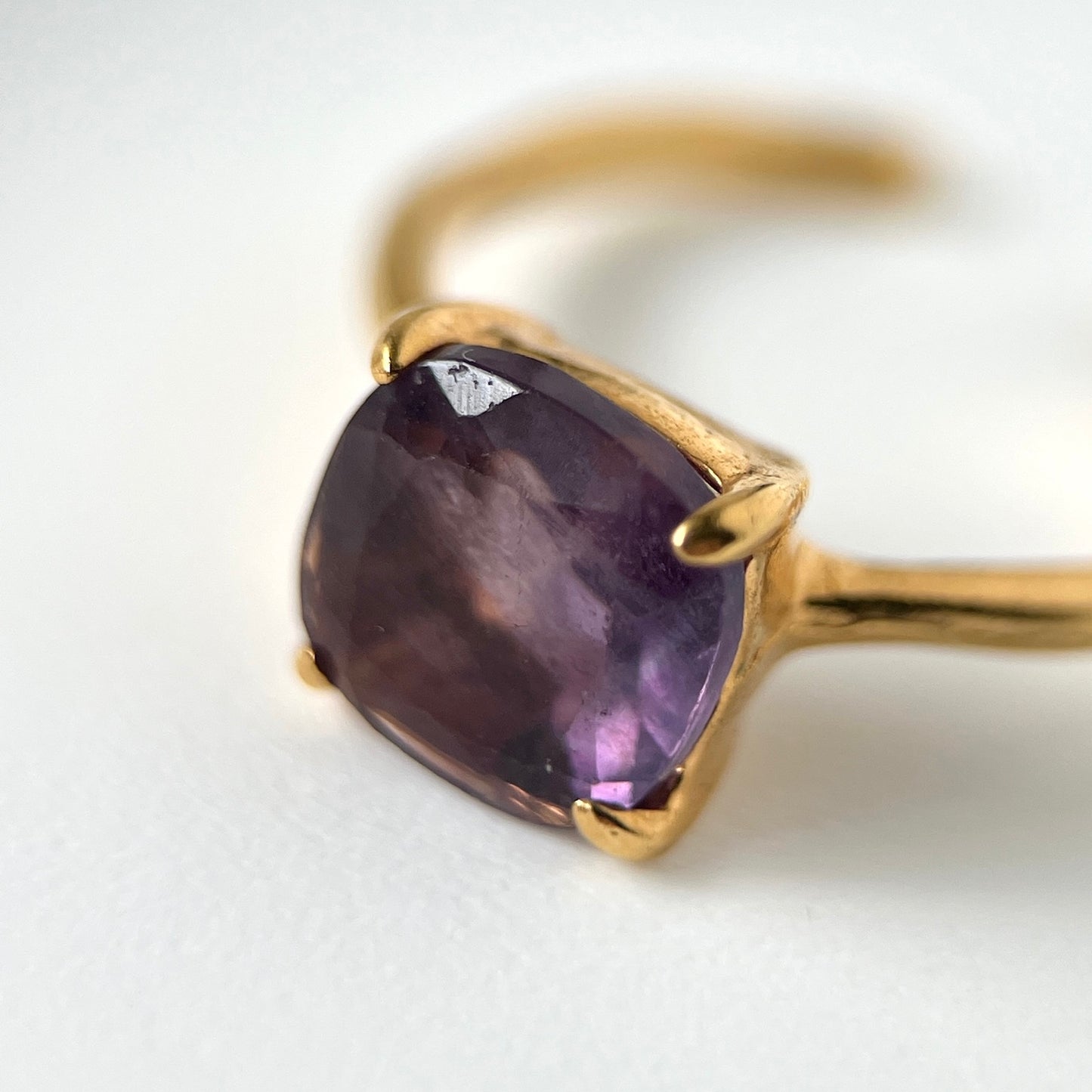[ fluorite ] square faceted cut gold [ free size ]
