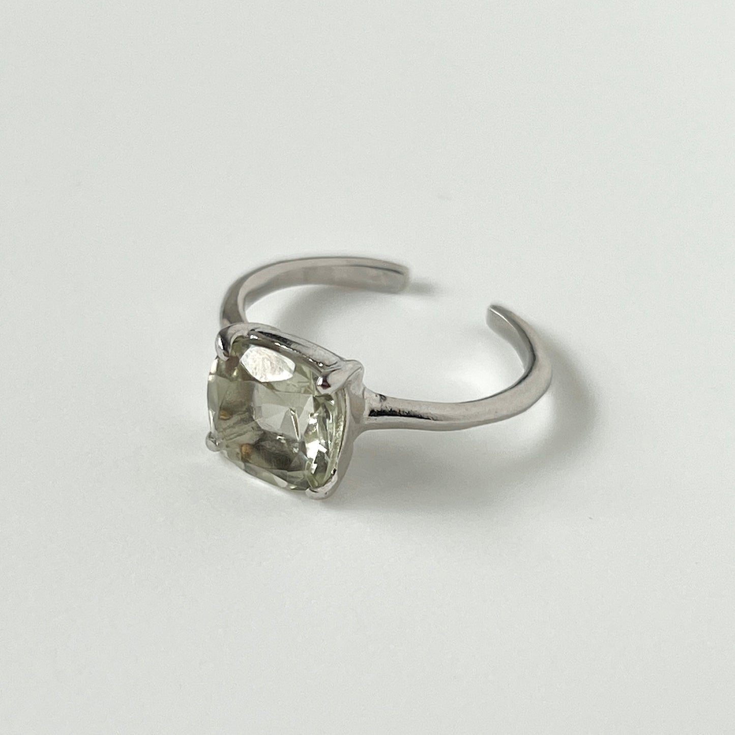 [ green amethyst ] square faceted cut silver [ free size ]