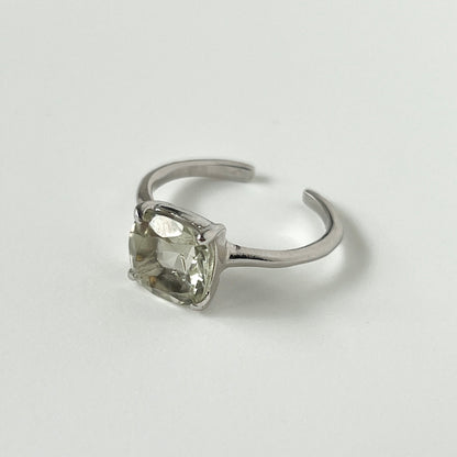 [ green amethyst ] square faceted cut silver [ free size ]