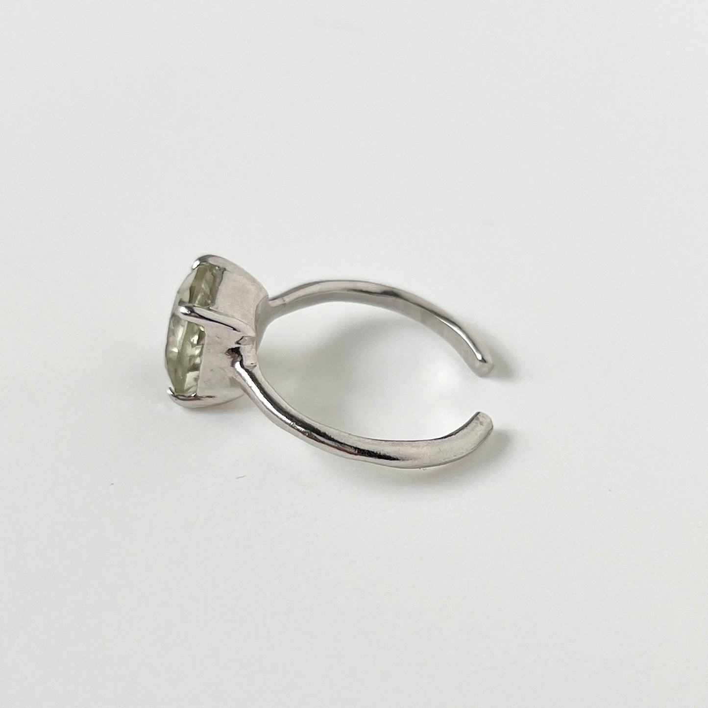 [ green amethyst ] square faceted cut silver [ free size ]